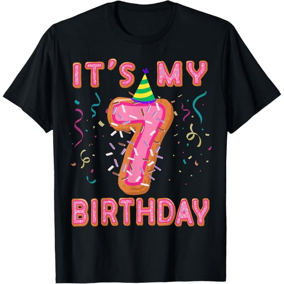 Cute Donut It's my 7th Birthday Shirt Sweet 7 yrs Kids Gift T-Shirt