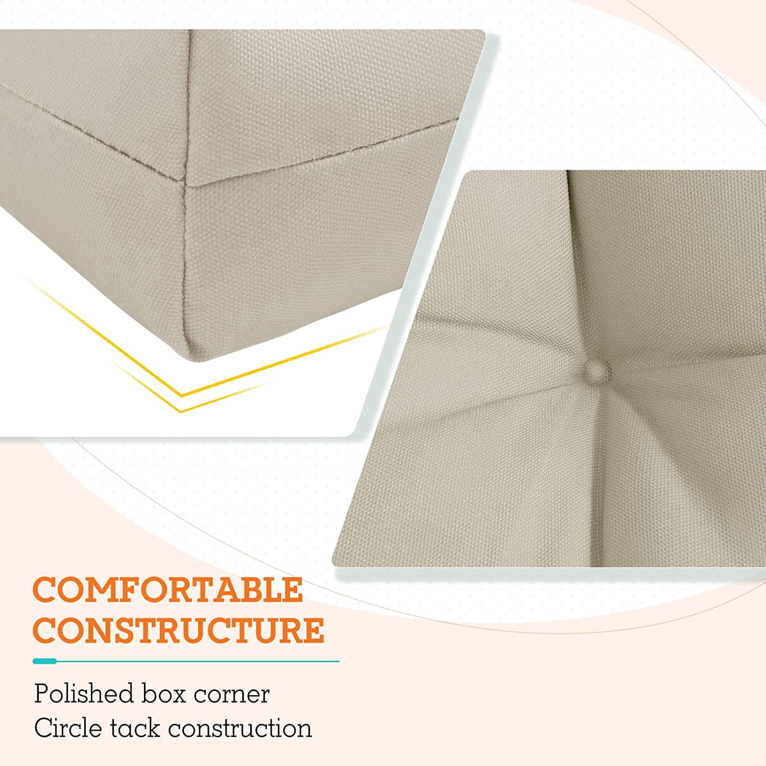 EAGLE PEAK New Tufted Outdoor/Indoor High Back Patio Chair Cushion, Set of 2, 46 x 22 in, Beige