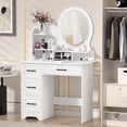 thumbnail image 3 of Wharick Makeup Vanities Desk with 4x Drawers White Vanity Desks with Mirror and Light Dressing Table for Girls Bedroom, 3 of 7