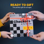 Queensell Large Checkers Board Game & 3Tic Tac Toe Game for Kids and Adults