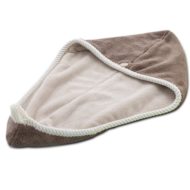 Terciopelo de coral suave Mujeres Instantáneo Secado Sombrero Microfibra Super Húmeda Curly Hair Care Wrap Cute Cap Loop Turban Toalla Baño Café Café Caqui Inevent HA010397-01