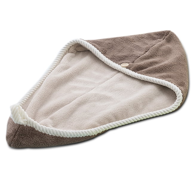 Terciopelo de coral suave Mujeres Instantáneo Secado Sombrero Microfibra Super Húmeda Curly Hair Care Wrap Cute Cap Loop Turban Toalla Baño Café Café Caqui seitruly HA010397-01