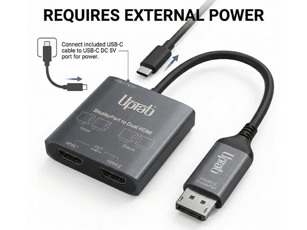 DisplayPort to Dual HDMI 4K 60Hz MST Adapter