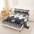 thumbnail image 2 of Erosebridal Geometric Aztec Full Size Sheets, Black White Bohemian Bed Sheets, 4 Pieces 1 Flat Sheet, 1 Fitted Sheet and 2 Pillowcases, 2 of 5