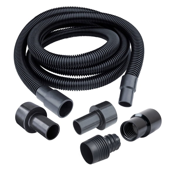 POWERTEC 10 Ft. Dust Collection Hose Kit with 5 Fittings and a Tapered Reducer fits 2-1/2" to 2-1/4" ID Dust Hose/Port for Woodworking Power Tools Home and Wet/Dry Shop Vacuums, 70477N