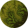thumbnail image 1 of Ahgly Company Tapis Rond Lavable en Machine Intérieur Transitionnel Vert Olive, 6 Pieds Rond, 1 of 7