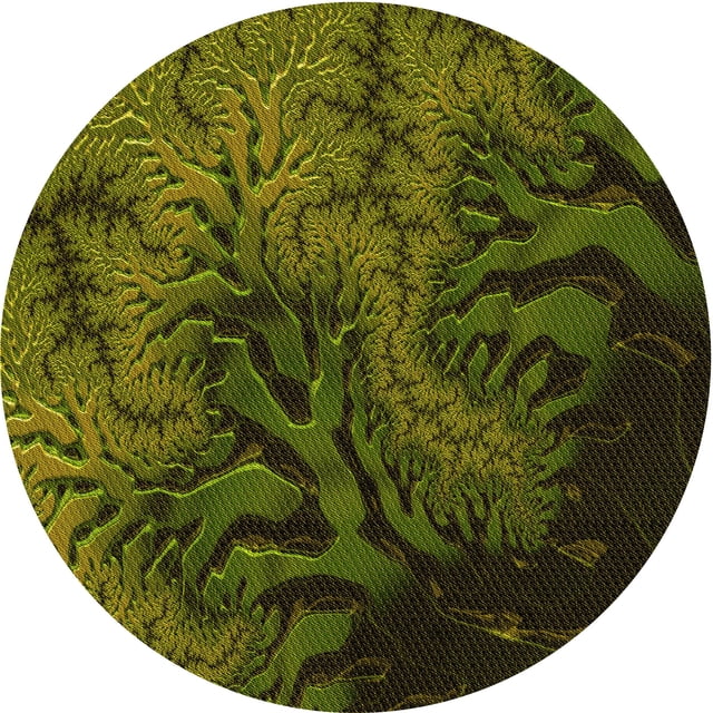 Ahgly Company Tapis Rond Lavable en Machine Intérieur Transitionnel Vert Olive, 6 Pieds Rond