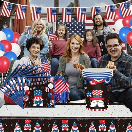 PATLOLLAV Patriotic Plastic Tablecloth American Flag Table Cover 4th of July Disposable Tablecloth for Patriotic Independence Day Memorial Veterans Day Party Decorations,54 x 108inch