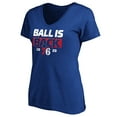 thumbnail image 2 of Women's Royal Philadelphia 76ers Ball Is Back V-Neck T-Shirt, 2 of 3
