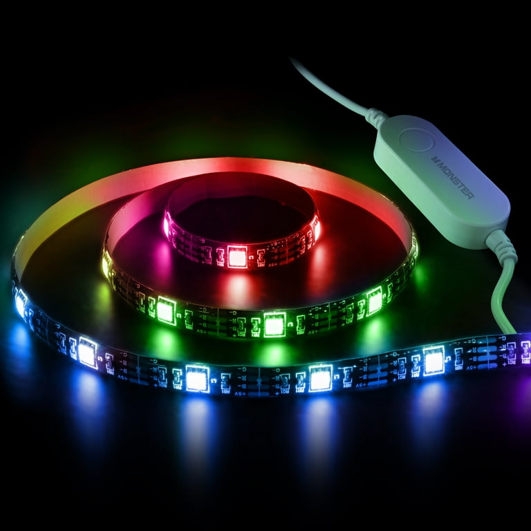 Monster LED Smart 6.5ft Multi-Color Light Strip, Mobile App & Voice  Controlled, USB Plug 