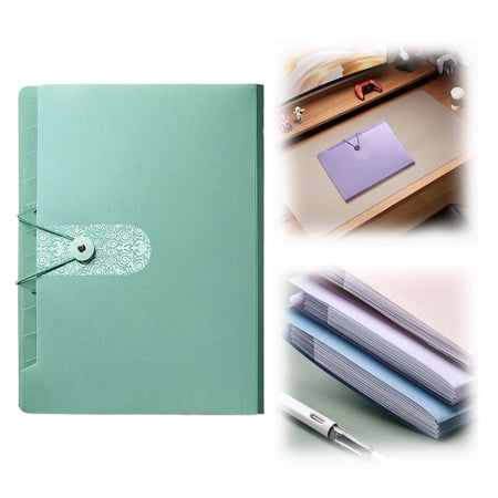 12 Pocket Accordion File Organizer Elastic Button Secure Closure Organizer Color Label Pocket Folder PVC-Free Document Folder Tear Resistant File Holder Classification Paper Folder