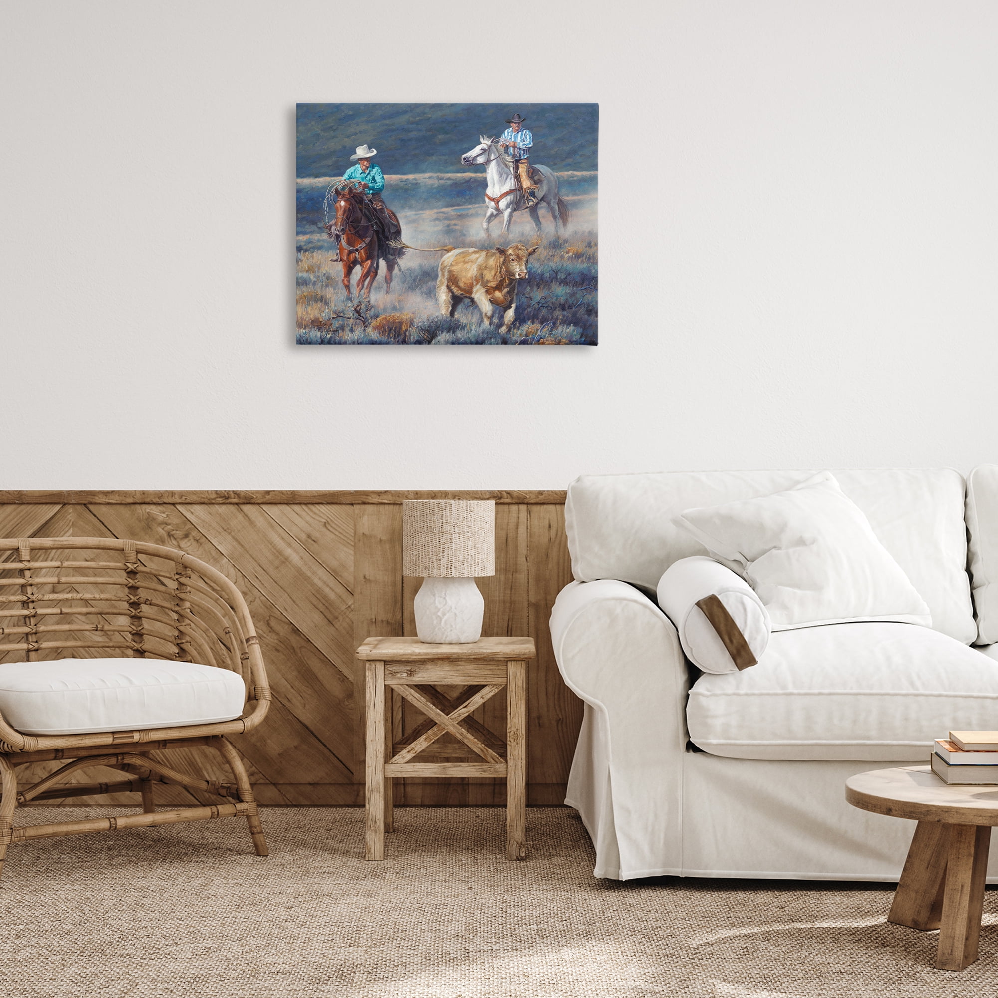 Stupell Industries The Chase Cowboys Landscape Painting Gallery Wrapped Canvas Art Print Wall Art, 30 x 24
