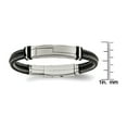 thumbnail image 3 of Stainless Steel Polished Black Leather with Rubber Adj 8.25-8.75in ID Bracelet, 3 of 3