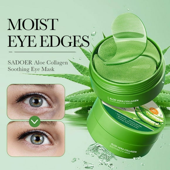 Aloe Soothing Eye Mask - 60pcs Hydrating Under Eye Patches for Dark Circles, Puffiness & Wrinkles - Moisturizing Gel Eye Mask for Men & Women - Sensitive Skin Safe