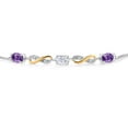 thumbnail image 2 of Gem Stone King 925 Silver and 10K Yellow Gold Adjustable Infinity Lab Grown Diamond Bracelet for Women Mother's Mom Her Set with Oval Amethyst and Moissanite (1.43 Cttw), 2 of 3