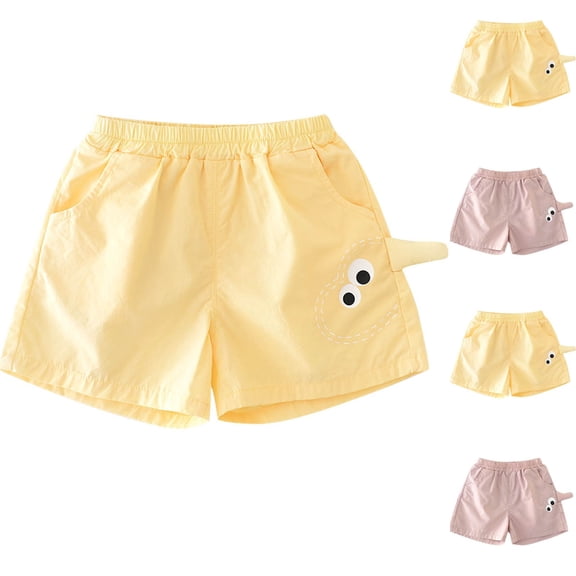MKOSPLRT 3M-6Y Cute Graphic Shorts for Kids Baby Toddler Elastic Waist Baggy Summer Shorts Funny Solid Beach Shorts with Pocket for Girl Boy