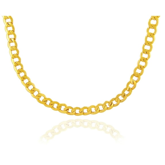 GOLD CHAINS: HOLLOW CUBAN 10K GOLD CHAIN 6.37MM : 20"