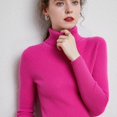 thumbnail image 1 of Suéter de mujer Otoño e Invierno Suéter de lana engrosado Cuello alto Jersey de barra de tiro Solapa corta Camisa de base de punto entallada, 1 of 6