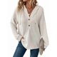 thumbnail image 1 of Sudadera con Capucha de Larga de Punto Gofre para Mujer, con Cordón, Botones, Cuello en V, Informal, con Capucha. XXL, 1 of 9