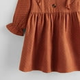 thumbnail image 6 of Fall Linen Dress for Toddler Little Girls Floral Solid Long Sleeve Ruffle Dresses Kids A-line Princess Dress, 6 of 7