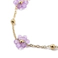 thumbnail image 2 of 1pc Glass Flower Link Chain Necklaces 316 Surgical Stainless Steel Jewelry for Women golden Lilac 21.30 inch(54.1cm), 2 of 3