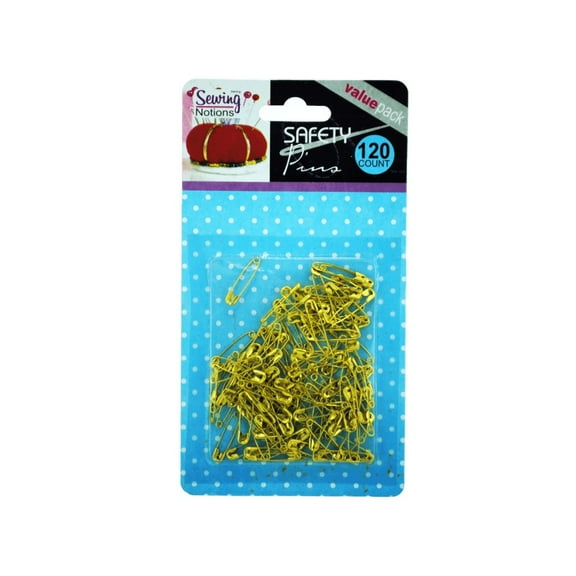 120 Pack Small Tone Safety Pins, 0.75 in, Durable and Stylish for Sewing, Quilting, Crafts and DIY, Long Secure Hold, Versatile and Elegant, Convenient Blister Pack, Essential Crafting Supply, Gold