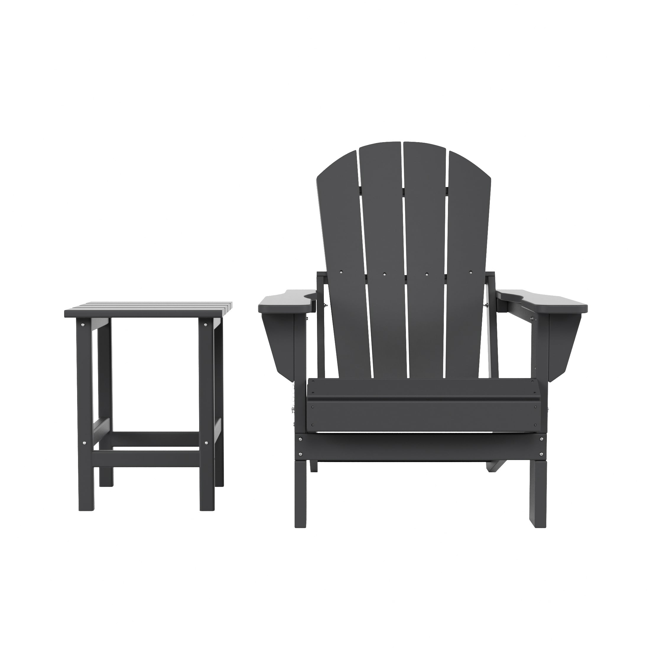 WestinTrends Malibu 2-PC Outdoor Patio Plastic Adirondack chair set with side table, Gray