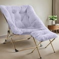 thumbnail image 6 of OAKHAM Comfy Saucer Chair with Ottoman, Folding Faux Fur Lounge Chair with Footrest Stool for Bedroom and Living Room, Flexible Seating for Kids Teens Adults, X-Large, Purple, 6 of 7
