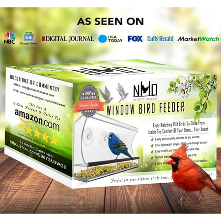 Nature’s Hangout Clear Suction Cup Window Bird Feeder for Wild Birds