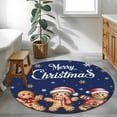 thumbnail image 3 of Round Rug 4Ft Washable Non-Slip, Gingerbread Navy Blue Circle Area Rugs for Living Room Bedroom, Christmas Winter Snowflake Indoor Floor Mats Carpet Runner for Home Decor Aesthetic, 3 of 8