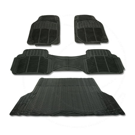 Honda Civic Hybrid Trunk - Fit 90-14 HONDA ACCORD RUBBER BLACK CAR FLOOR & TRUNK MAT WATER/SPILL PROOF 4PC Fit Honda Accord Accord Crosstour Civic