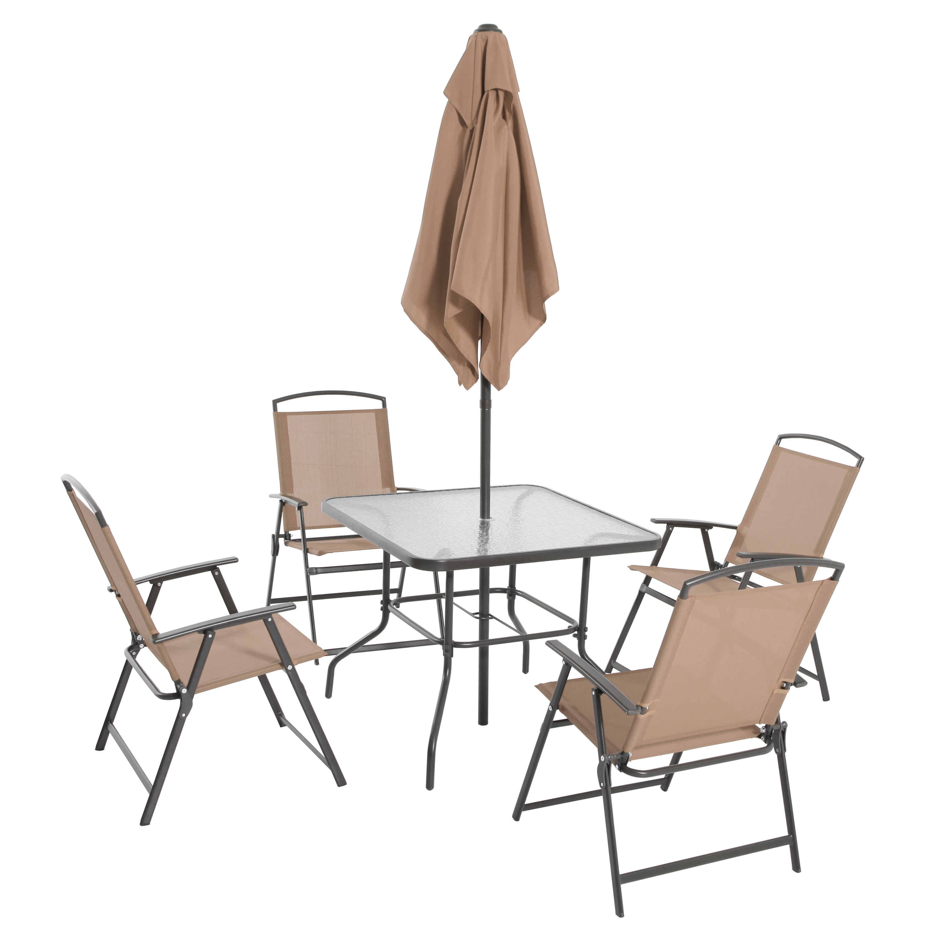 Mainstays Albany Lane Steel Outdoor Patio Dining Set of 6, Tan - image 3 of 17