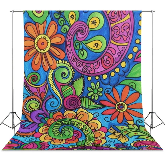 Vibrant Colorful Psychedelic Floral Design Backdrops for Photography Kids Adult Photo Booth Video Shoot Vinyl Studio Prop