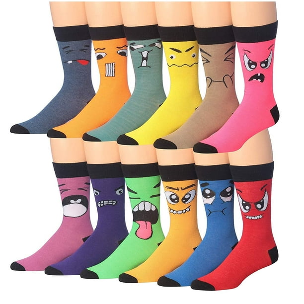 James Fiallo James Fiallo Mens 12Pairs Funny Funky Crazy Novelty ful Patterned Dress Socks