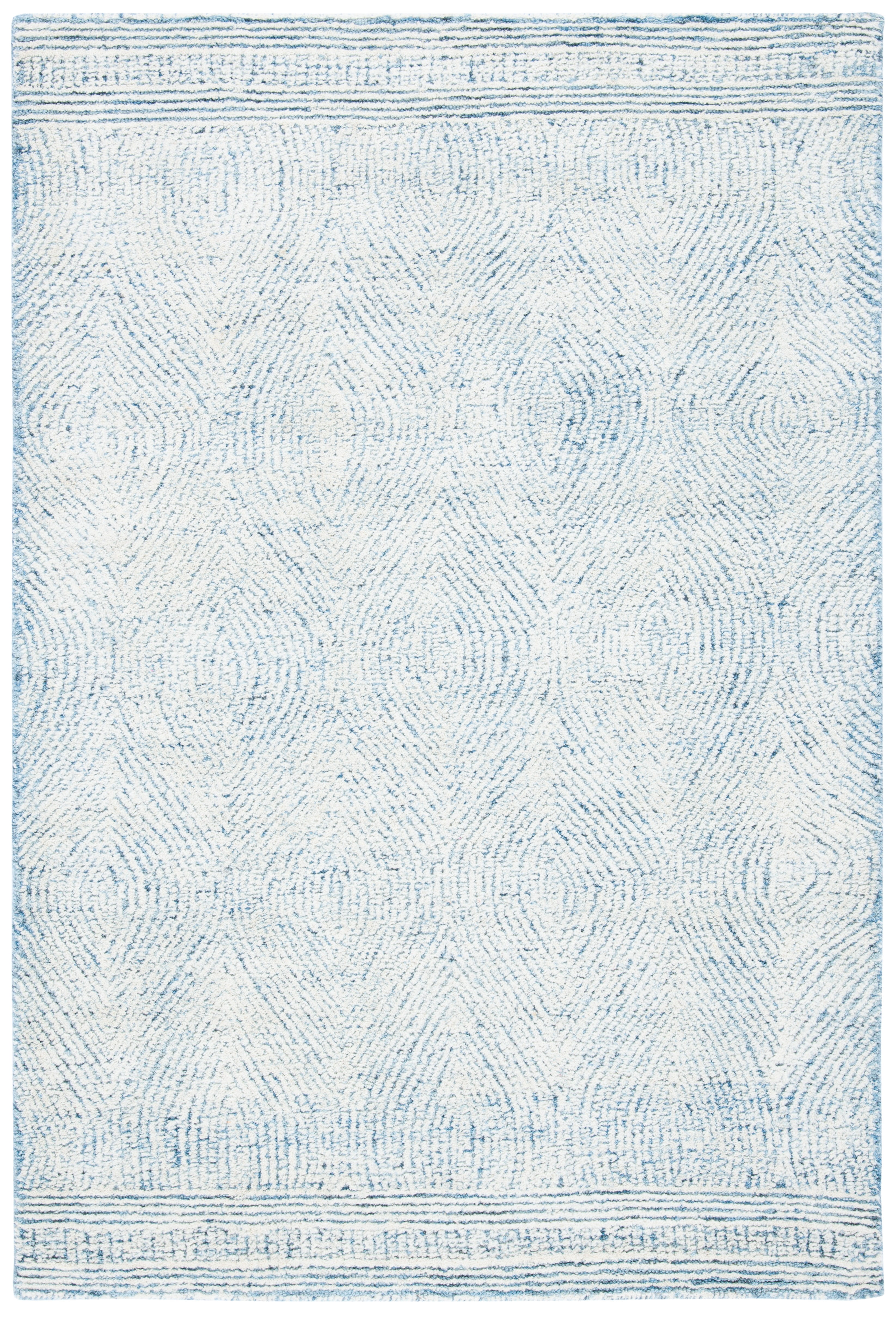 SAFAVIEH Abstract Caelestinus Ogee Wool Area Rug, Ivory/Blue, 2' x 3'