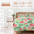 thumbnail image 6 of Queen 4 Piece Bedding Set Summer Watermelon Green Monstera Leaf Soft Breathable Duvet Cover and Pillowcase,Tropical Plant Watercolor Duvet Cover Set Bed Sheets for Bedroom Dormitory Guest Room, 6 of 9