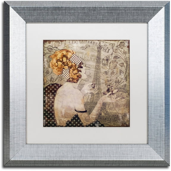 Trademark Fine Art "A Date With Paris" Canvas Art by Color Bakery White Matte, Silver Frame