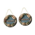 thumbnail image 5 of TISHITA 2Pcs Floral Welcome Signs 2D Front Door Door Hanger Signs Wall Signs 7.87inch Entryway Office Wood Plaque for Classroom Window Blue, 5 of 8