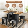 thumbnail image 4 of baxluxe Foldable Dining Table Set, 4-Person Kitchen Dining Table Set with Storage Shelf and Casters, Space-Saving Dining Table Set, Retro brown/black, 4 of 9