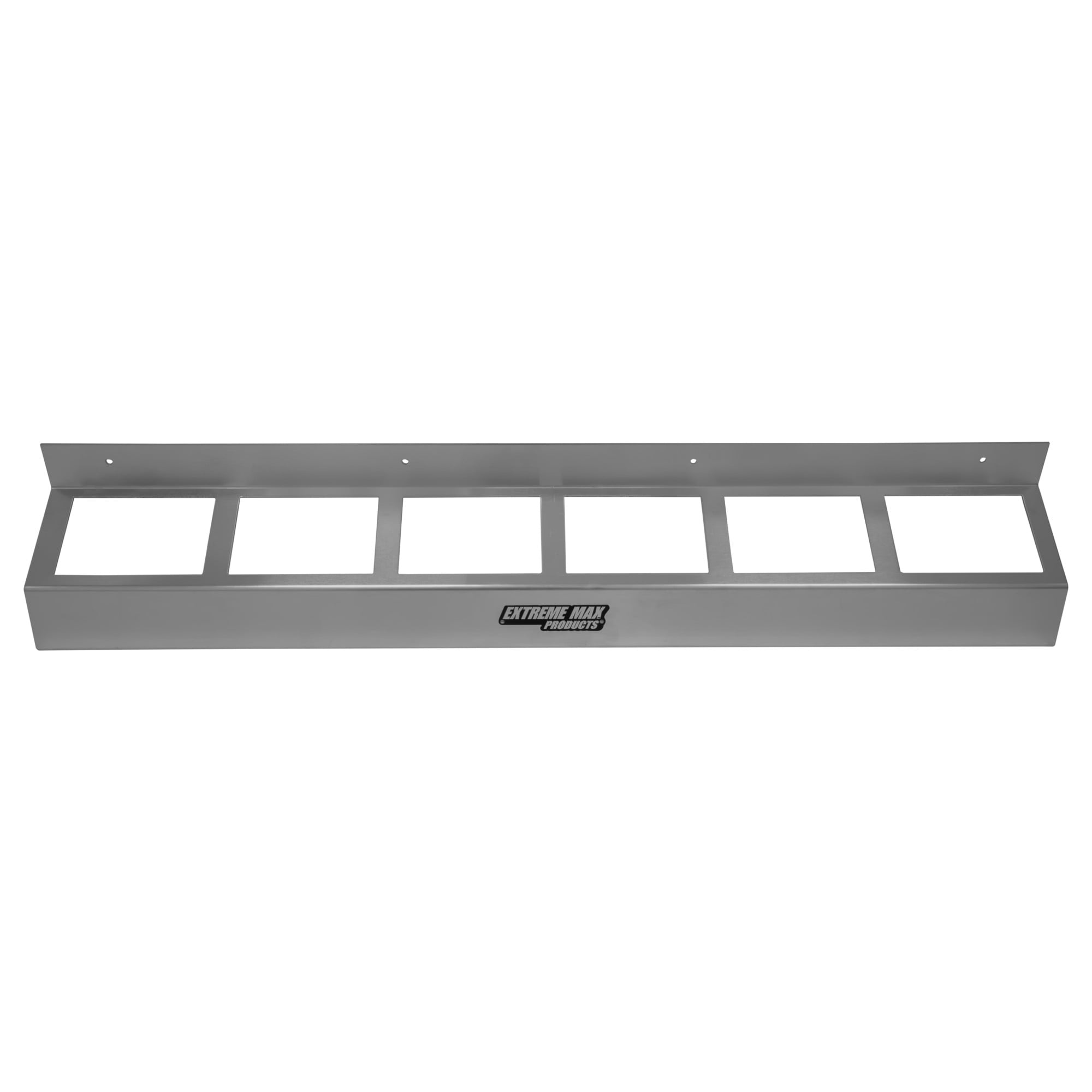Extreme Max 5001.6475 Wall-Mount Aluminum 6-Quart Oil Jug Rack Holder for Race Trailer, Garage, Shop, Enclosed Trailer, Toy Hauler - Silver