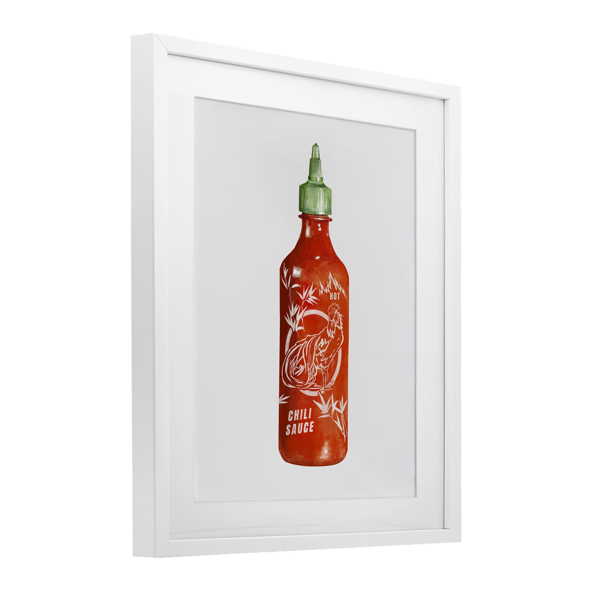 Stupell Industries Iconic Hot Sauce Bottle White Framed Print Under Glass, design by Rylen McNett