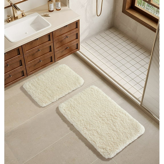 Better Homes and Gardens Ivory Cloud 2pc Bath Rug Set, 17 x 20 & 20 x 30, Polyester