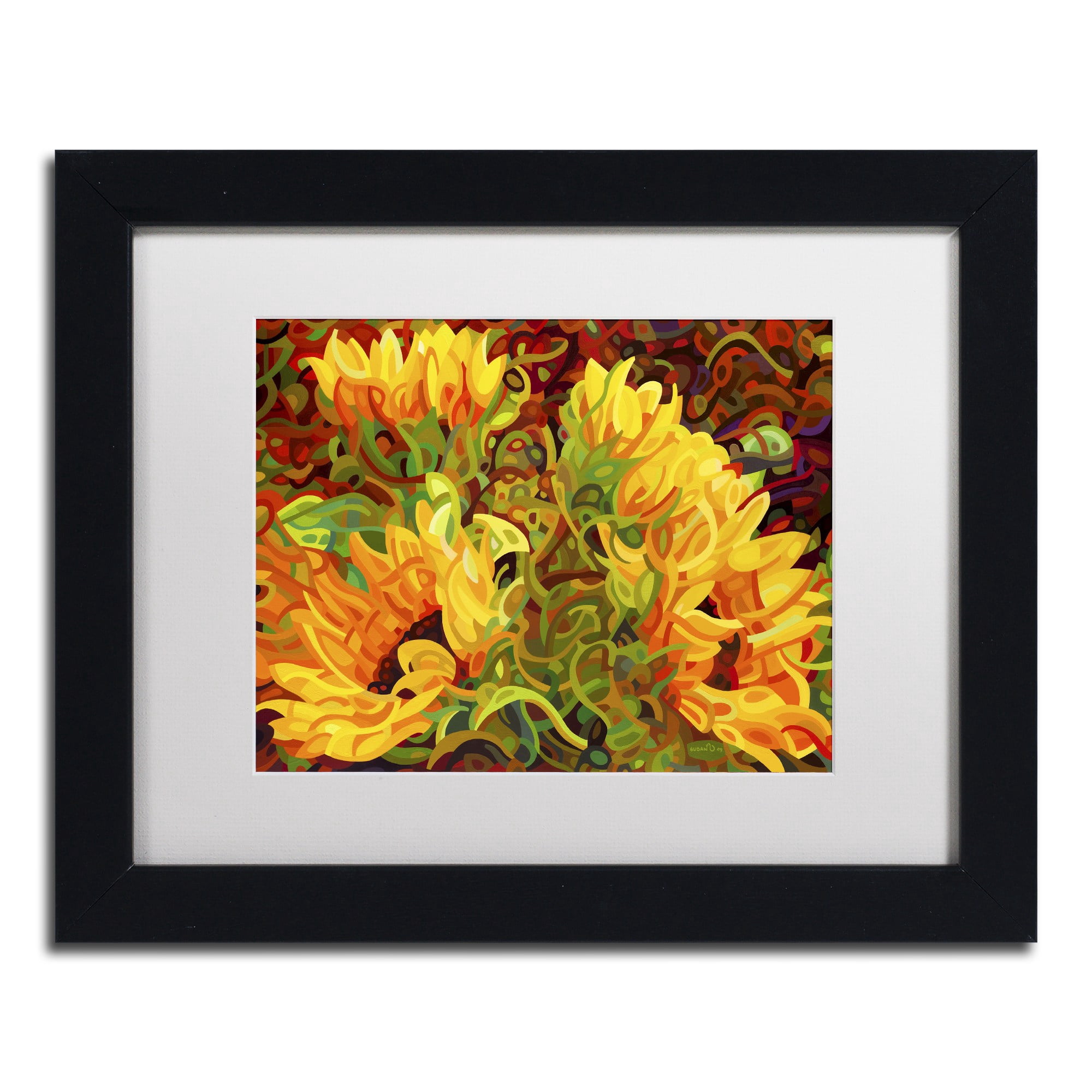 Mandy Budan 'Four Sunflowers' Matted Framed Art