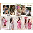 thumbnail image 3 of Avidlove Waffle Knit Robe for Women Soft Lightweight Tie Short Bathrobes 3/4 Sleeve Ladies Floral Sleepwear, 3 of 7