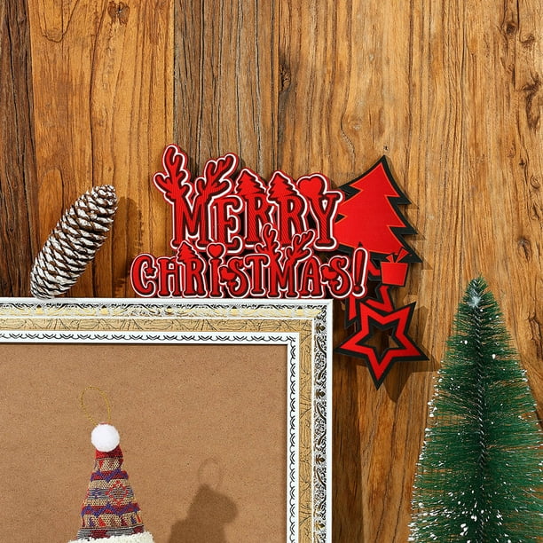 Fiudx Adhesivo Navideño para Puerta, Diseño de Papá Noel y Reno de Madera, Pintado a Mano, para Decoración Navideña, para Puerta de Entrada y Esquina de Pared, 1 Unidad.