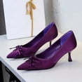 thumbnail image 3 of Women Pointed Toe Stiletto High Heels 6CM Satin Pumps Bow Wedding Evening Party, 3 of 6