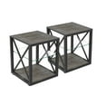 thumbnail image 2 of Tcbosik 3-Tier Side Tables with Storage Set of 2, Square End Table with Glass Shelf, 17.7" Modern Nightstand for Small Space, Living Room, Bedroom, Rustic Wood Color, 2 of 9