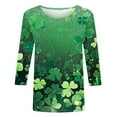 thumbnail image 5 of Tops for Women Trendy Viikei Womens Tops Dressy Casual,Plus Size Tops for Women Dressy,Women's St. Patrick's Day Casual Print Round Neck Three Quarter Sleeve 3/4 Sleeve T-shirt Loose Top Green L, 5 of 5