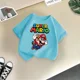 thumbnail image 3 of Camiseta de algodón de verano para niños y niñas con estampado de dibujos animados de Mario, cómoda y informal, con diseño de Sunshine, para juego de bebés y niños, 3 of 5