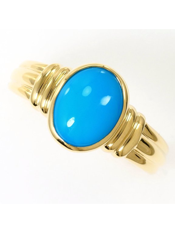 Pre-Owned 18K (18-karat) Yellow Gold Ring with Turquoise Stone, 1 piece, Certificate of...